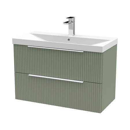 Hudson Reed Fluted Wall Hung Double Drawer 800mm Vanity and Thin-Edge Ceramic Basin (1 size, 5 colours) - Brand New Bathrooms
