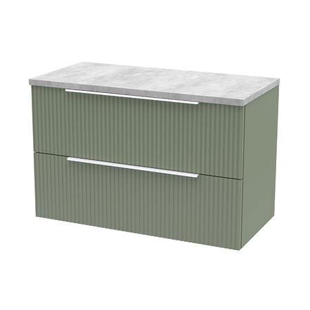 Hudson Reed Fluted Wall Hung Double Drawer 800mm Vanity and Laminate Top (1 size, 5 colours) - Brand New Bathrooms