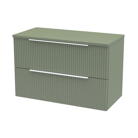 Hudson Reed Fluted Wall Hung Double Drawer 800mm Vanity and Matching Worktop (1 size, 5 colours) - Brand New Bathrooms
