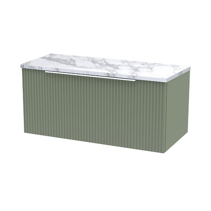 Hudson Reed Fluted Wall Hung Single Drawer 800mm Vanity & Laminate Worktop (1 size, 5 colours) - Brand New Bathrooms