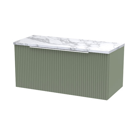 Hudson Reed Fluted Wall Hung Single Drawer 800mm Vanity & Laminate Worktop (1 size, 5 colours) - Brand New Bathrooms