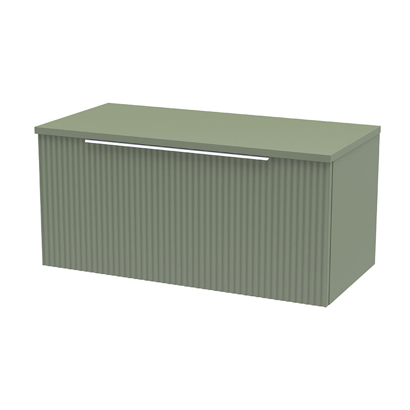 Hudson Reed Fluted Fluted Wall Hung Single Drawer 800mm Vanity & Matching Worktop (1 size, 5 colours) - Brand New Bathrooms