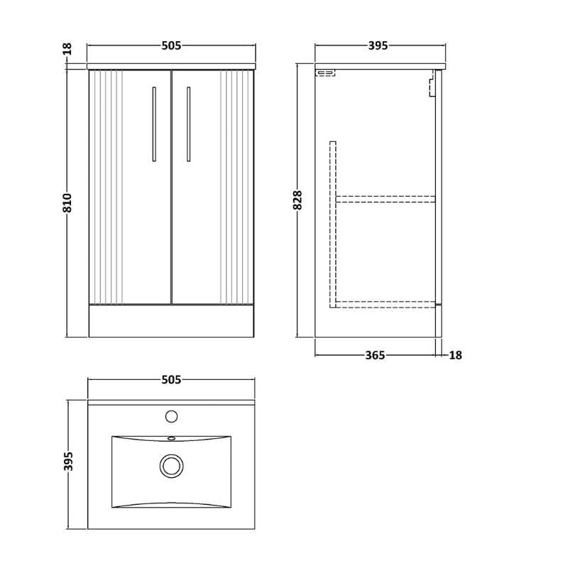 Nuie Deco Floor Standing 2 Door Vanity & Basin 2 (1 size, 5 colours) - Brand New Bathrooms