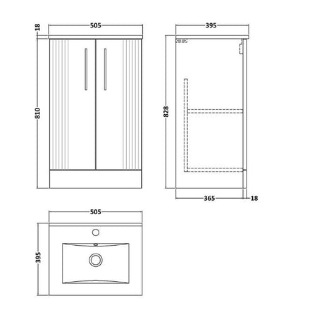 Nuie Deco Floor Standing 2 Door Vanity & Basin 2 (1 size, 5 colours) - Brand New Bathrooms