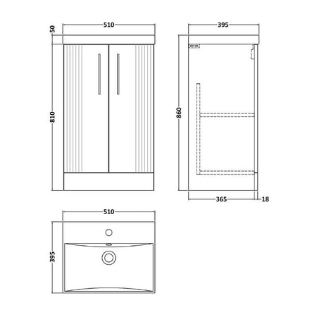 Nuie Deco Floor Standing 2 Door Vanity & Basin 3 (1 size, 5 colours) - Brand New Bathrooms