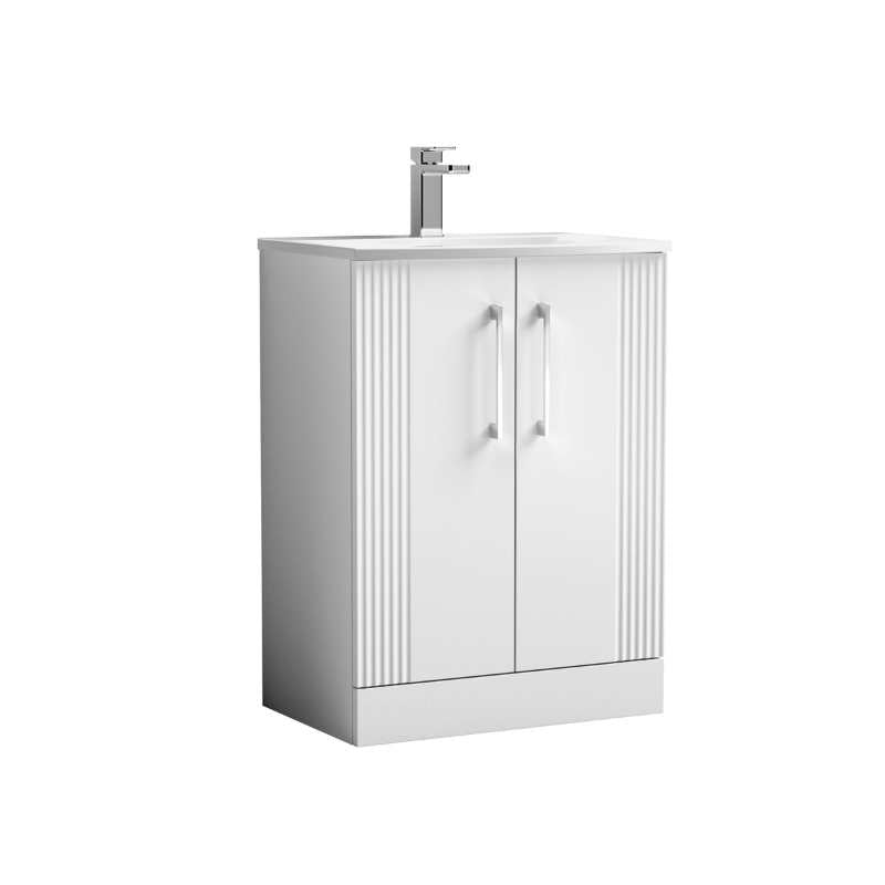 Nuie Deco Floor Standing 2-Door Vanity & Curved Basin (1 size, 5 colours) - Brand New Bathrooms