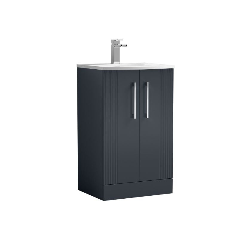 Nuie Deco Floor Standing 2-Door Vanity & Curved Basin (1 size, 5 colours) - Brand New Bathrooms
