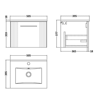 Nuie Deco Wall Hung Single Drawer Vanity & Minimalist Basin (1 size, 5 colours) - Brand New Bathrooms