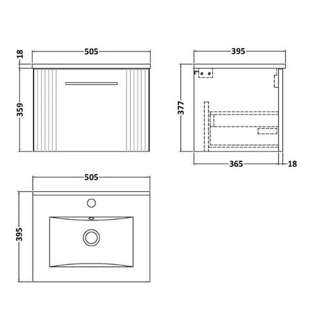 Nuie Deco Wall Hung Single Drawer Vanity & Minimalist Basin (1 size, 5 colours) - Brand New Bathrooms