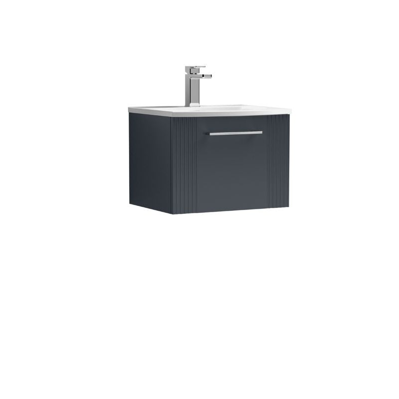 Nuie Deco Wall Hung Single Drawer Vanity & Curved Basin (1 size, 5 colours) - Brand New Bathrooms
