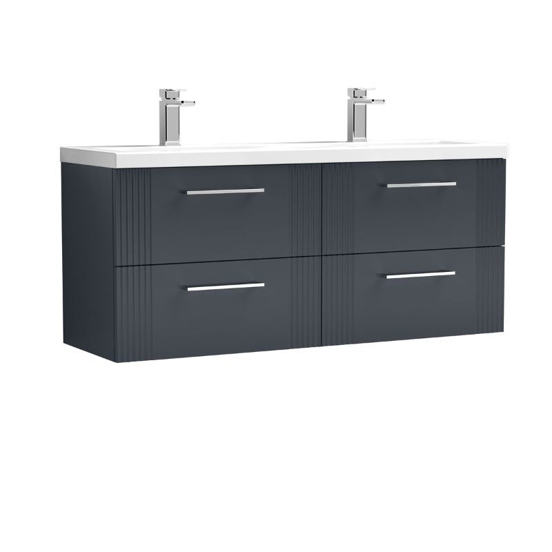 Nuie Deco Wall Hung 4-Drawer Vanity & Double Basin (1 size, 5 colours) - Brand New Bathrooms