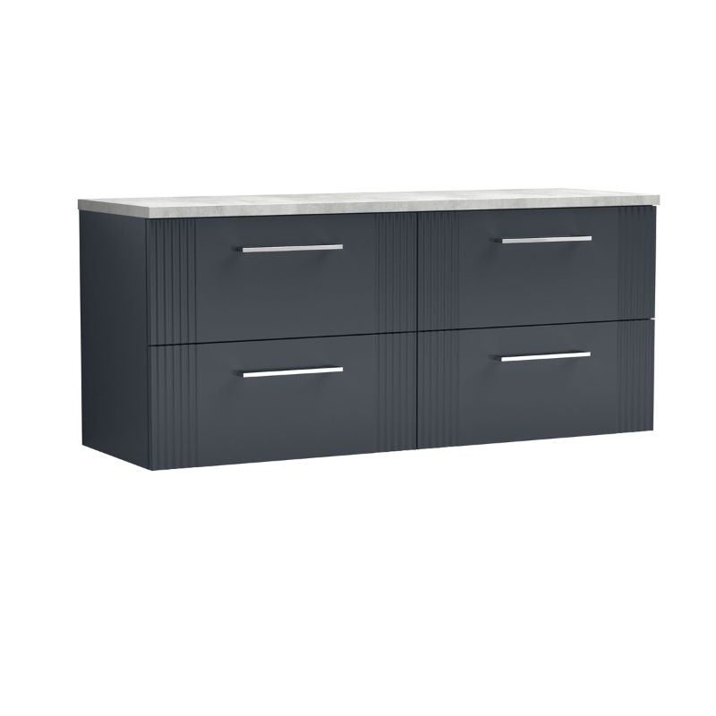 Nuie Deco Wall Hung 4-Drawer Vanity & Laminate Worktop (1 size, 5 colours) - Brand New Bathrooms