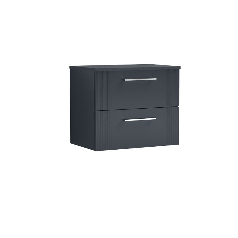 Nuie Deco Wall Hung 2-Drawer Vanity & Worktop (1 size, 5 colours) - Brand New Bathrooms