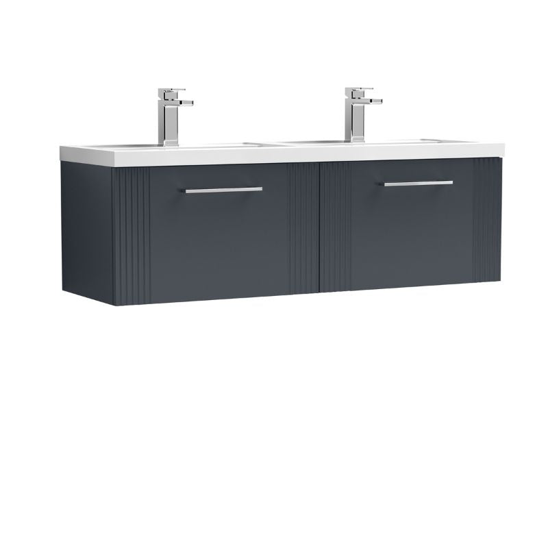 Nuie Deco Wall Hung 2-Drawer Vanity & Double Basin (1 size, 5 colours) - Brand New Bathrooms