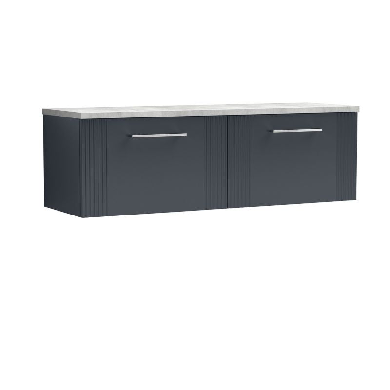 Nuie Deco Wall Hung 2-Drawer Vanity & Laminate Worktop (1 size, 5 colours) - Brand New Bathrooms