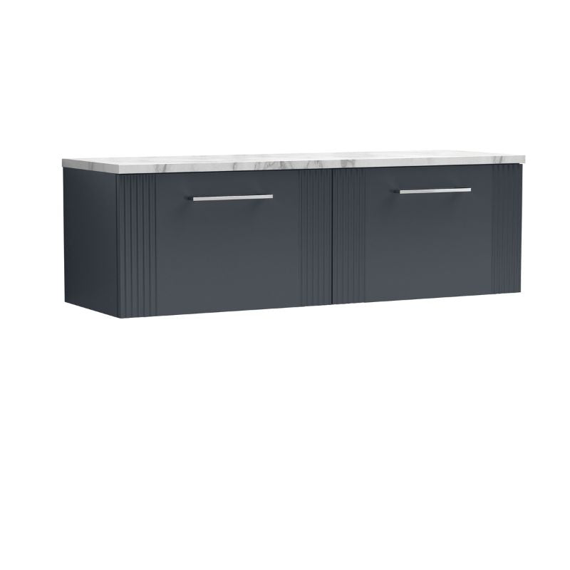 Nuie Deco Wall Hung 2-Drawer Vanity & Laminate Worktop (1 size, 5 colours) - Brand New Bathrooms