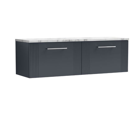 Nuie Deco Wall Hung 2-Drawer Vanity & Laminate Worktop (1 size, 5 colours) - Brand New Bathrooms