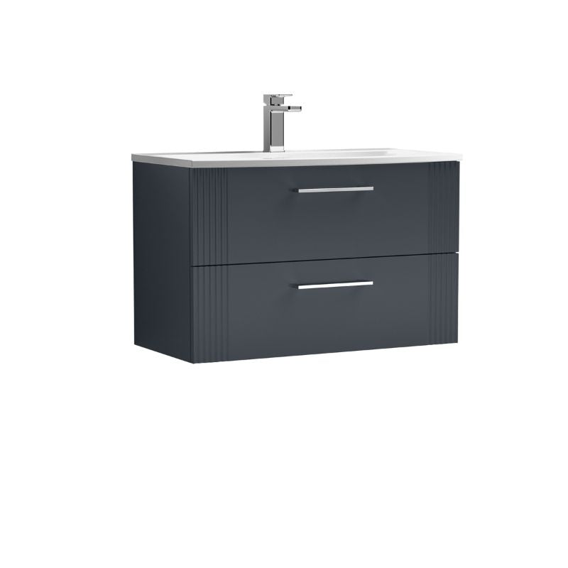 Nuie Deco Wall Hung 2-Drawer Vanity & Curved Basin (1 size, 5 colours) - Brand New Bathrooms