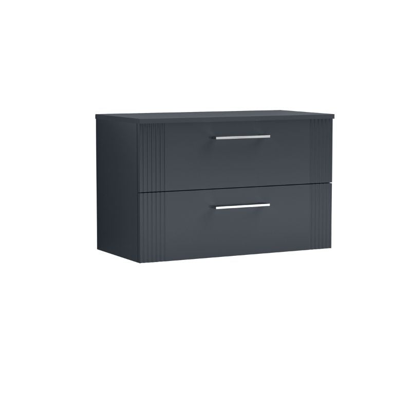 Nuie Deco Wall Hung 2-Drawer Vanity & Worktop (1 size, 5 colours) - Brand New Bathrooms