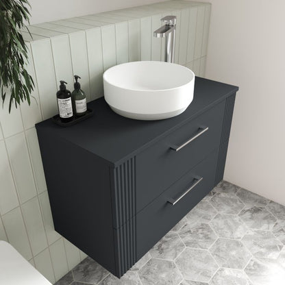 Nuie Deco Wall Hung Double Drawer 800mm Vanity & Matching Worktop (1 size, 5 colours) - Brand New Bathrooms