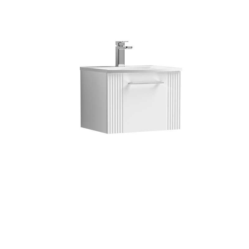 Nuie Deco Wall Hung Single Drawer Vanity & Curved Basin (1 size, 5 colours) - Brand New Bathrooms