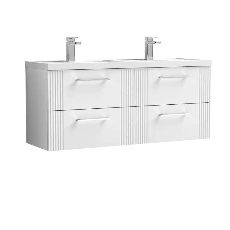Nuie Deco Wall Hung 4-Drawer Vanity & Double Basin (1 size, 5 colours) - Brand New Bathrooms