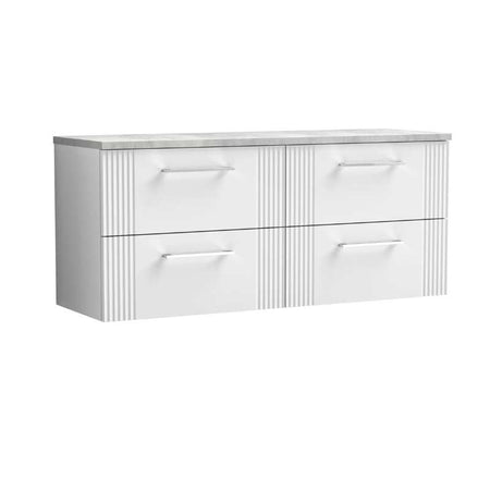 Nuie Deco Wall Hung 4-Drawer Vanity & Laminate Worktop (1 size, 5 colours) - Brand New Bathrooms