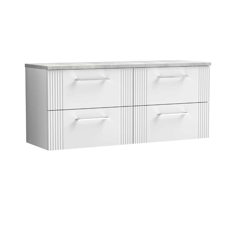 Nuie Deco Wall Hung 4-Drawer Vanity & Laminate Worktop (1 size, 5 colours) - Brand New Bathrooms