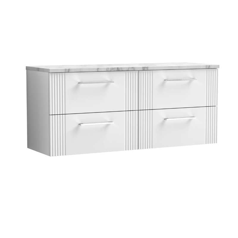 Nuie Deco Wall Hung 4-Drawer Vanity & Laminate Worktop (1 size, 5 colours) - Brand New Bathrooms