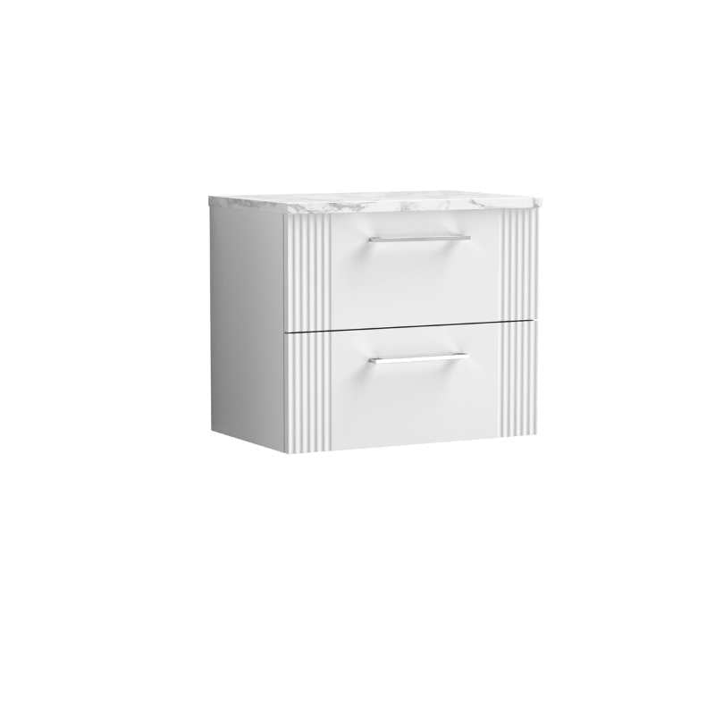 Nuie Deco Wall Hung 2-Drawer Vanity & Laminate Worktop (1 size, 5 colours) - Brand New Bathrooms