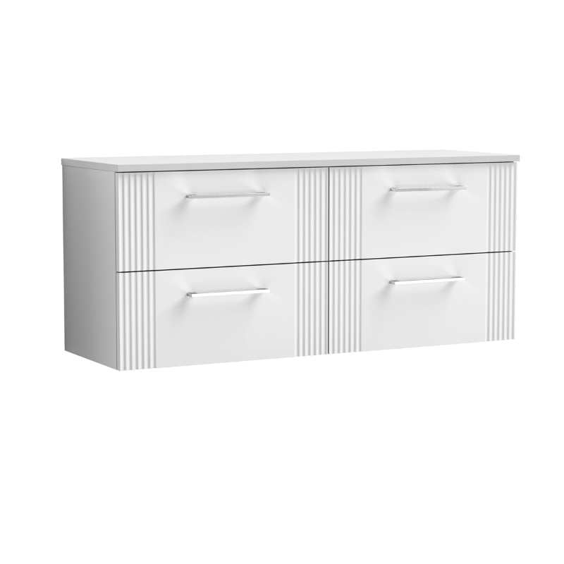 Nuie Deco Wall Hung 4-Drawer Vanity & Worktop (1 size, 5 colours) - Brand New Bathrooms