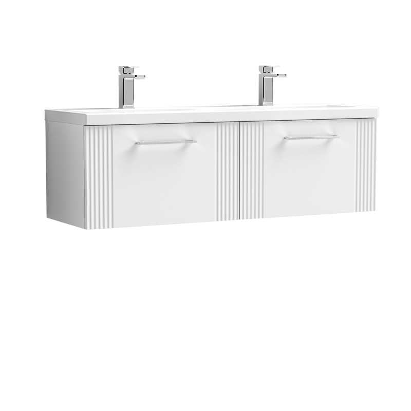 Nuie Deco Wall Hung 2-Drawer Vanity & Double Basin (1 size, 5 colours) - Brand New Bathrooms