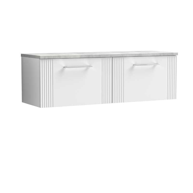 Nuie Deco Wall Hung 2-Drawer Vanity & Laminate Worktop (1 size, 5 colours) - Brand New Bathrooms