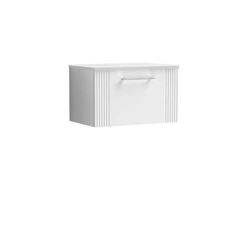 Nuie Deco Wall Hung Single Drawer Vanity & Worktop (1 size, 5 colours) - Brand New Bathrooms
