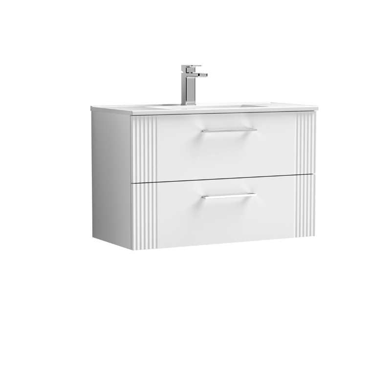 Nuie Deco Wall Hung 2-Drawer Vanity & Minimalist Basin (1 size, 5 colours) - Brand New Bathrooms