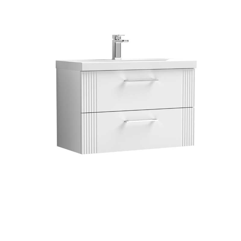 Nuie Deco Wall Hung 2-Drawer Vanity & Thin-Edge Basin (1 size, 5 colours) - Brand New Bathrooms