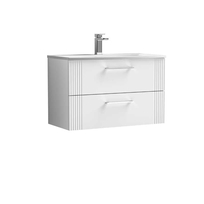 Nuie Deco Wall Hung 2-Drawer Vanity & Curved Basin (1 size, 5 colours) - Brand New Bathrooms