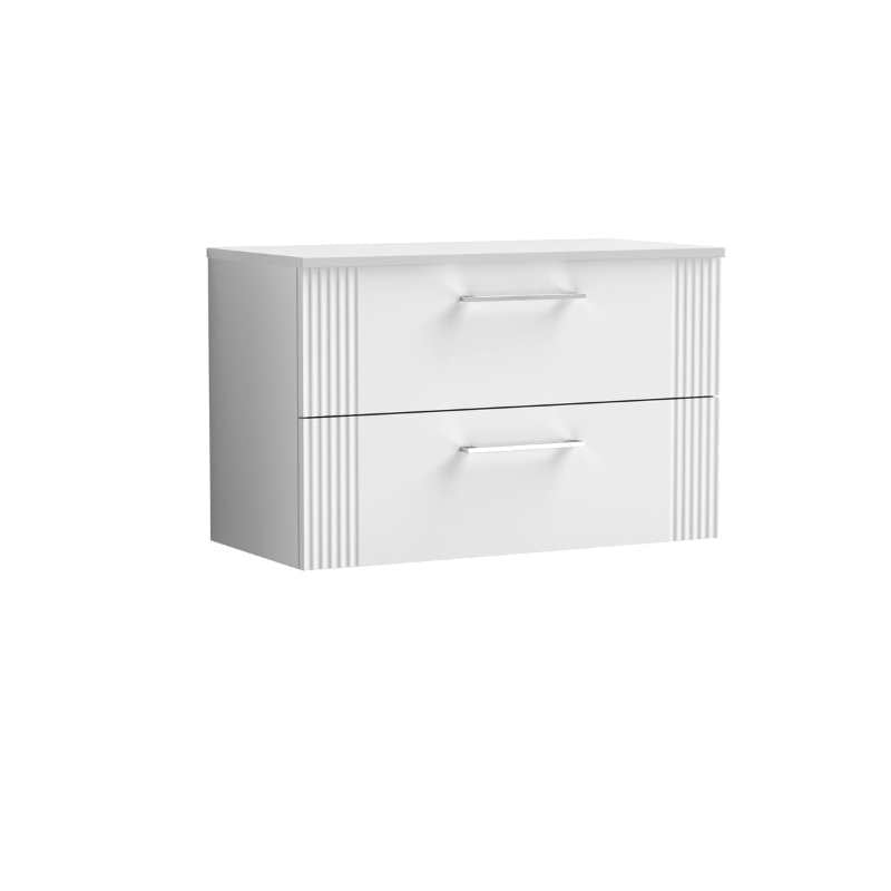 Nuie Deco Wall Hung 2-Drawer Vanity & Worktop (1 size, 5 colours) - Brand New Bathrooms
