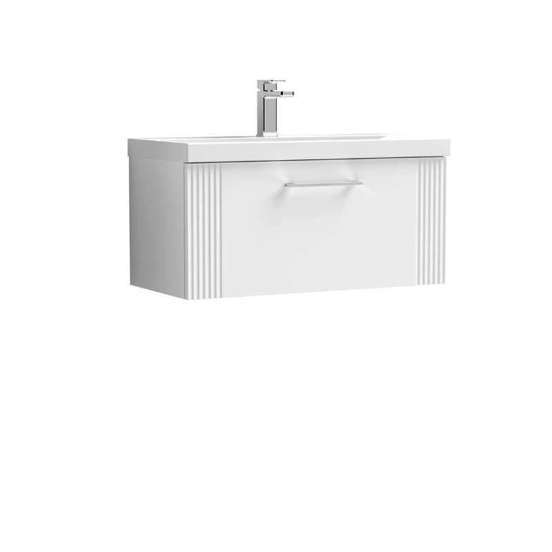 Nuie Deco Wall Hung Single Drawer Vanity & Thin-Edge Basin (1 size, 5 colours) - Brand New Bathrooms
