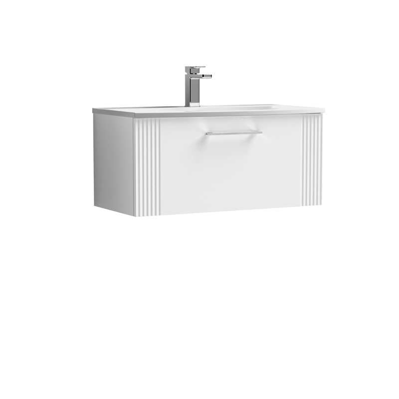 Nuie Deco Wall Hung Single Drawer Vanity & Curved Basin (1 size, 5 colours) - Brand New Bathrooms