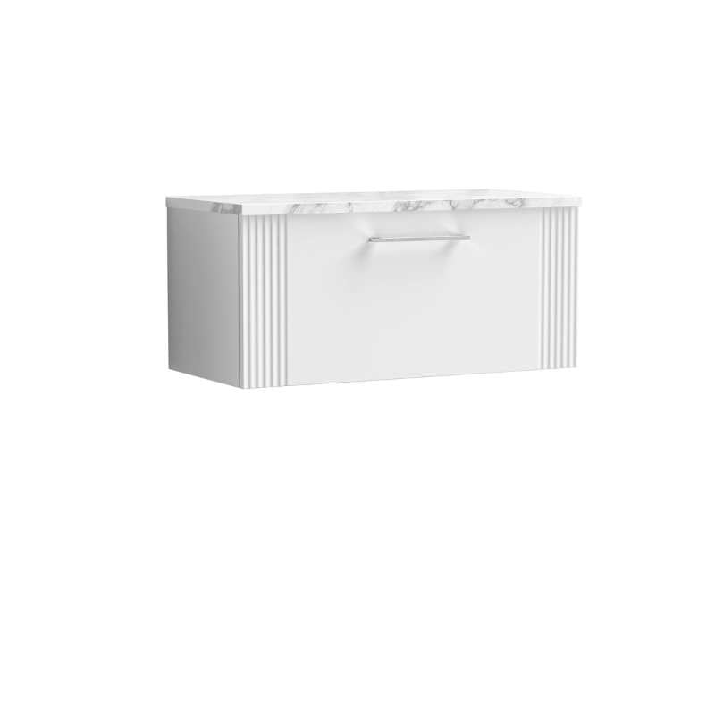 Nuie Deco Wall Hung Single Drawer Vanity & Laminate Worktop (1 size, 5 colours) - Brand New Bathrooms