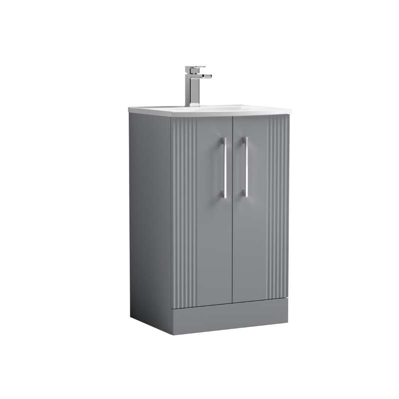 Nuie Deco Floor Standing 2-Door Vanity & Curved Basin (1 size, 5 colours) - Brand New Bathrooms