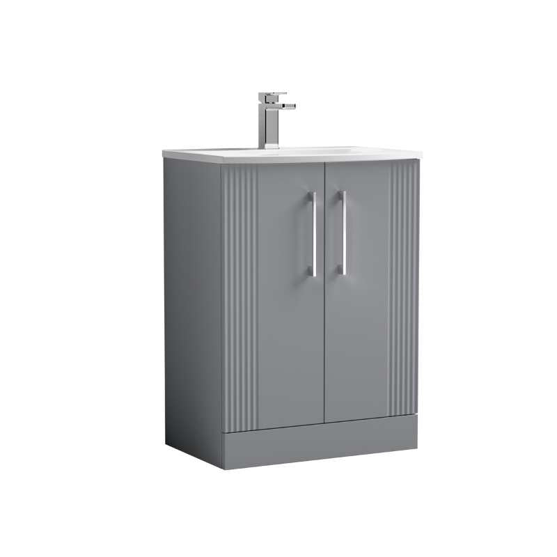 Nuie Deco Floor Standing 2-Door Vanity & Curved Basin (1 size, 5 colours) - Brand New Bathrooms