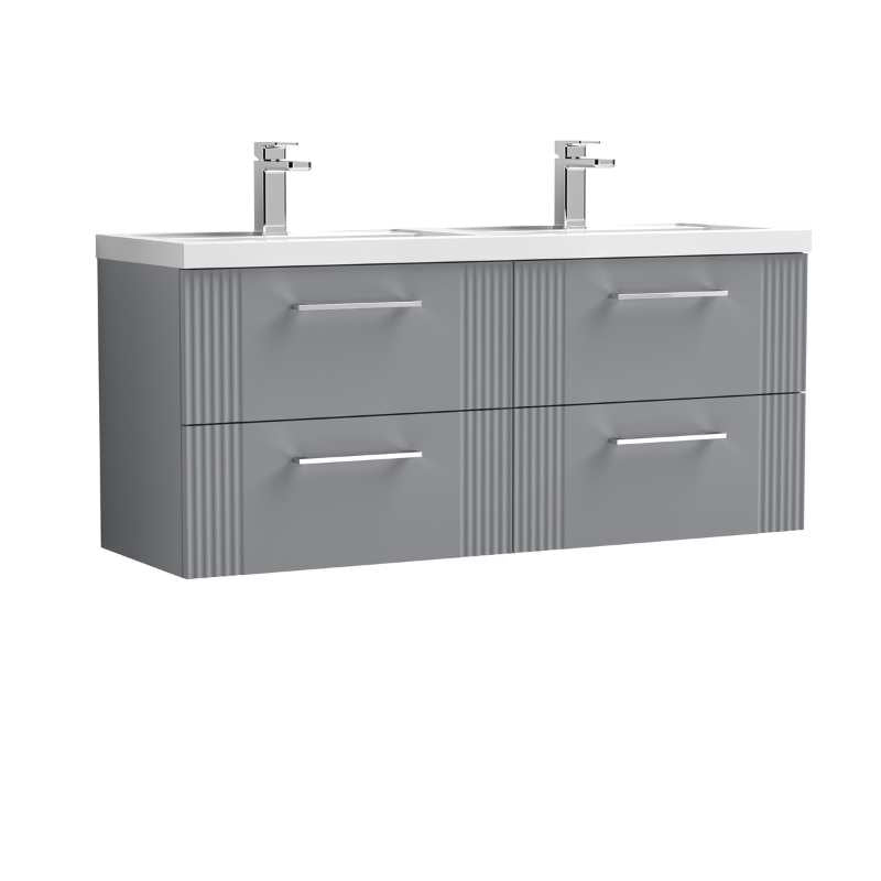 Nuie Deco Wall Hung 4-Drawer Vanity & Double Basin (1 size, 5 colours) - Brand New Bathrooms