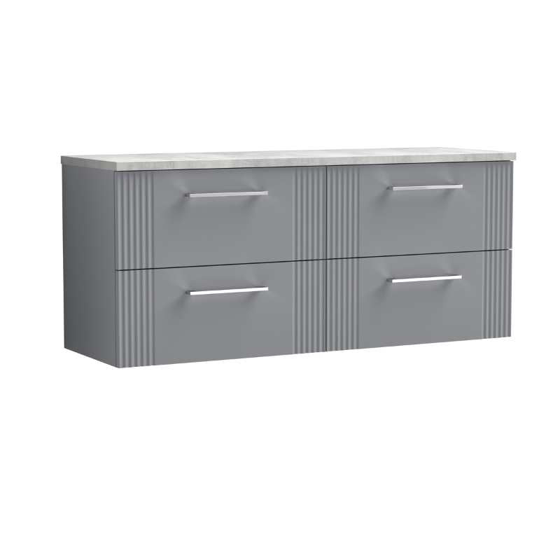 Nuie Deco Wall Hung 4-Drawer Vanity & Laminate Worktop (1 size, 5 colours) - Brand New Bathrooms