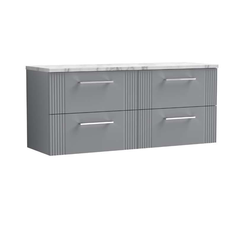 Nuie Deco Wall Hung 4-Drawer Vanity & Laminate Worktop (1 size, 5 colours) - Brand New Bathrooms