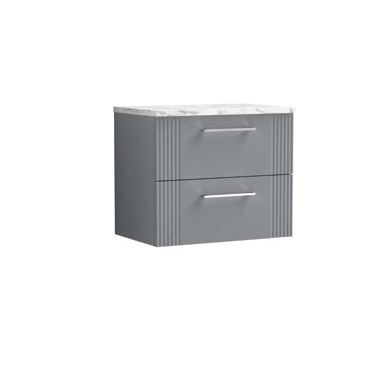 Nuie Deco Wall Hung 2-Drawer Vanity & Laminate Worktop (1 size, 5 colours) - Brand New Bathrooms