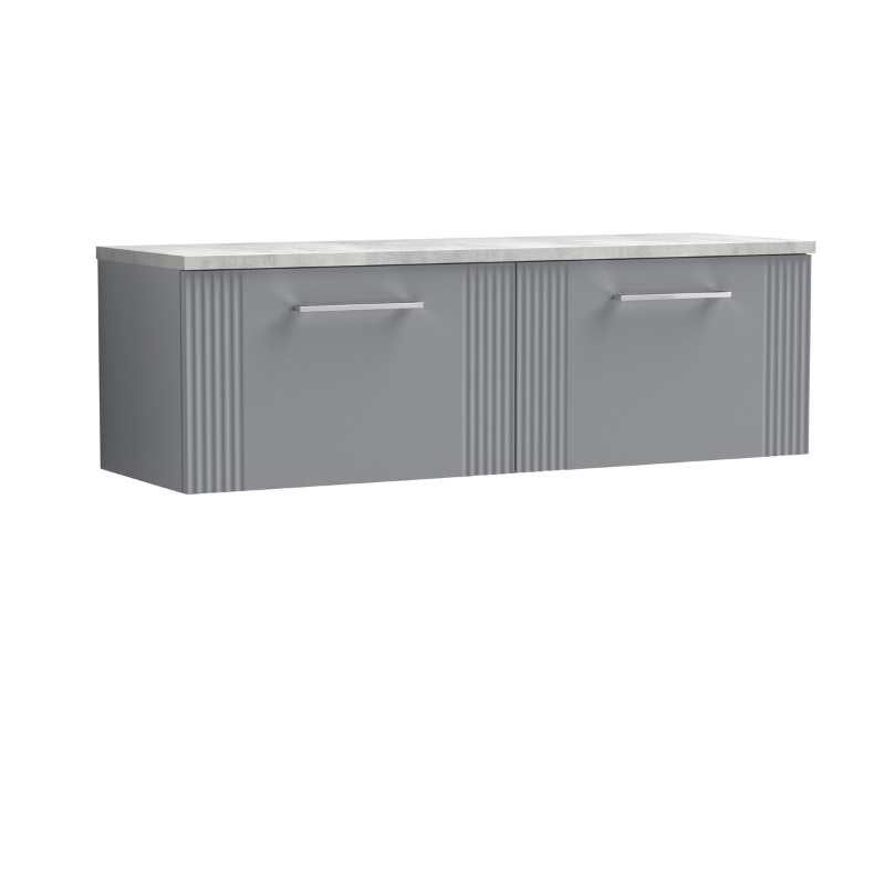 Nuie Deco Wall Hung 2-Drawer Vanity & Laminate Worktop (1 size, 5 colours) - Brand New Bathrooms