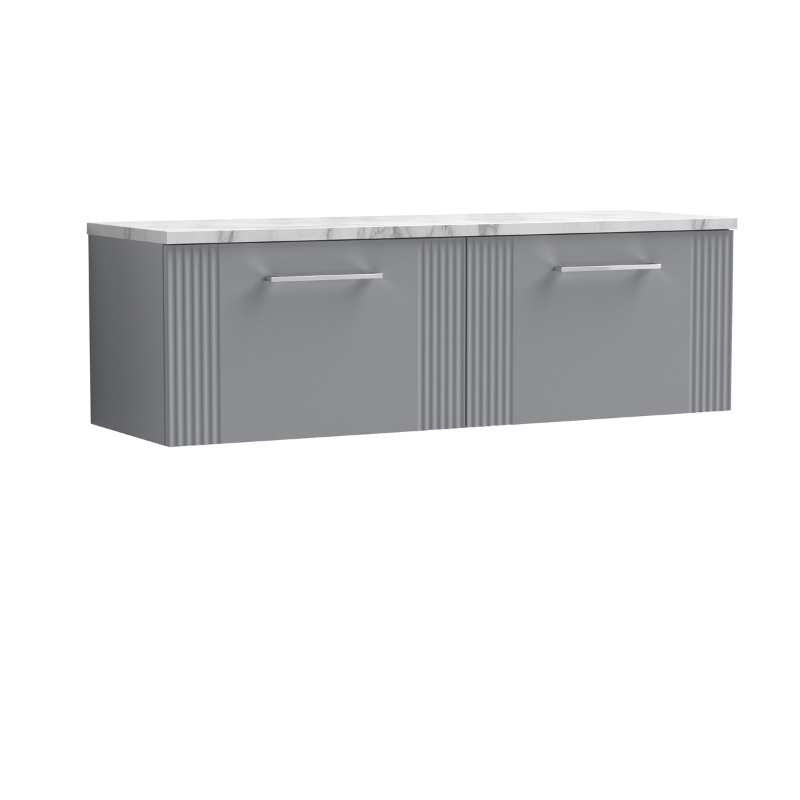 Nuie Deco Wall Hung 2-Drawer Vanity & Laminate Worktop (1 size, 5 colours) - Brand New Bathrooms