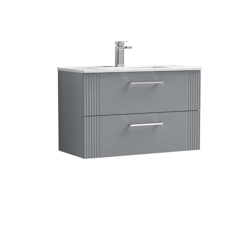 Nuie Deco Wall Hung 2-Drawer Vanity & Minimalist Basin (1 size, 5 colours) - Brand New Bathrooms